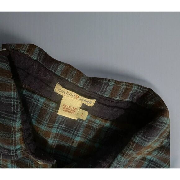 Carbon 2 Cobolt Men's Plaid Blue Brown Shirt‎ Large - Picture 3 of 7